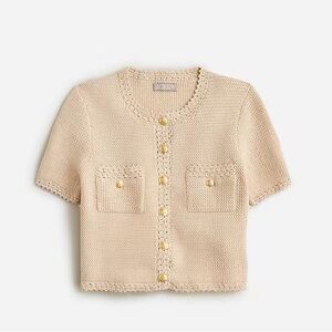 *BRAND NEW* J.CREW Short-Sleeve Sweater Lady Jacket, Toasted Cream, Size Small